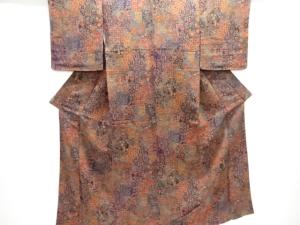 未使用品　縮緬地　花古典柄小紋着物